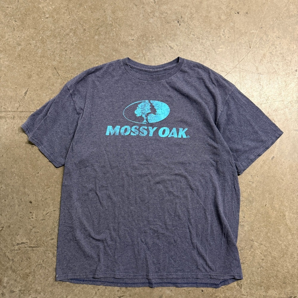 Mossy‎ Oak Mens 2XL Navy Blue Teal Logo Graphic T-Shirt Short Sleeve Outdoors